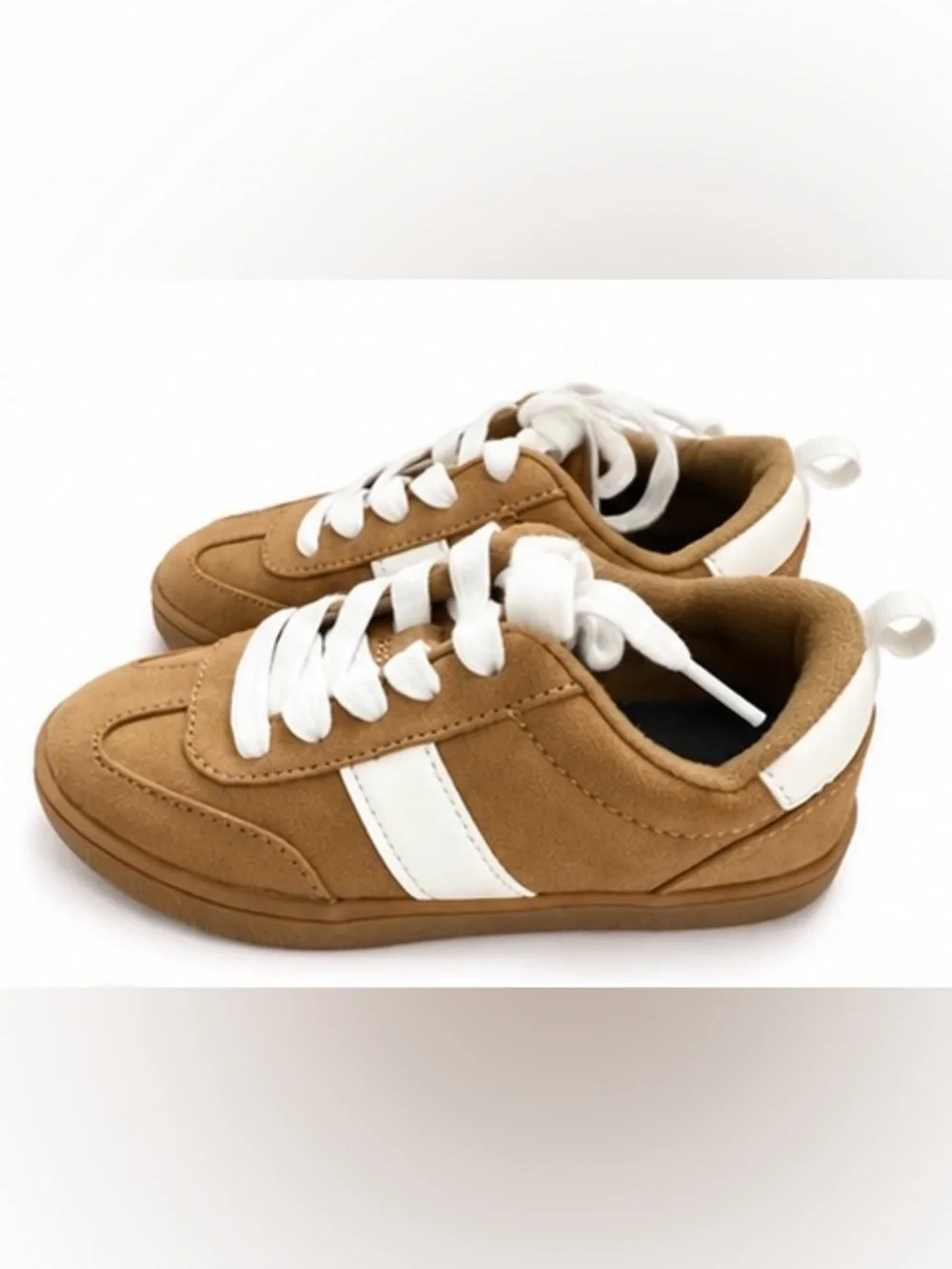 Old Navy Kids Toddler Size 12 Tan White Retro Lace Up Sneakers